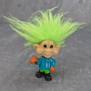 Troll Doll 1993 Burger King BK Kids GLOW IN DARK Green Hair 3" Vintage